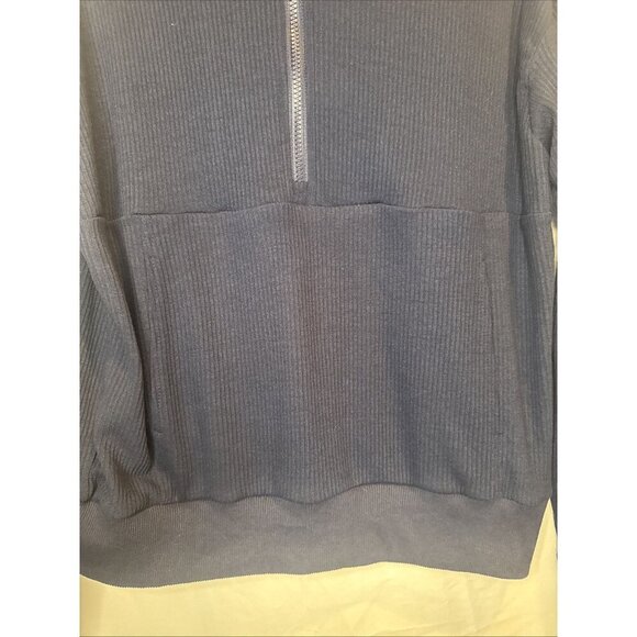 Pretty Garden Women’s Blue Ribbed 1/2 Zip Pullover Top Sz M Athleisure NEW - Picture 2 of 9